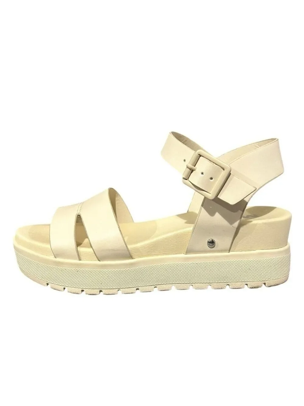MIA Platform Strappy Platform Sandals Buckle Strap Bone Color Women’s Size 8 VGC